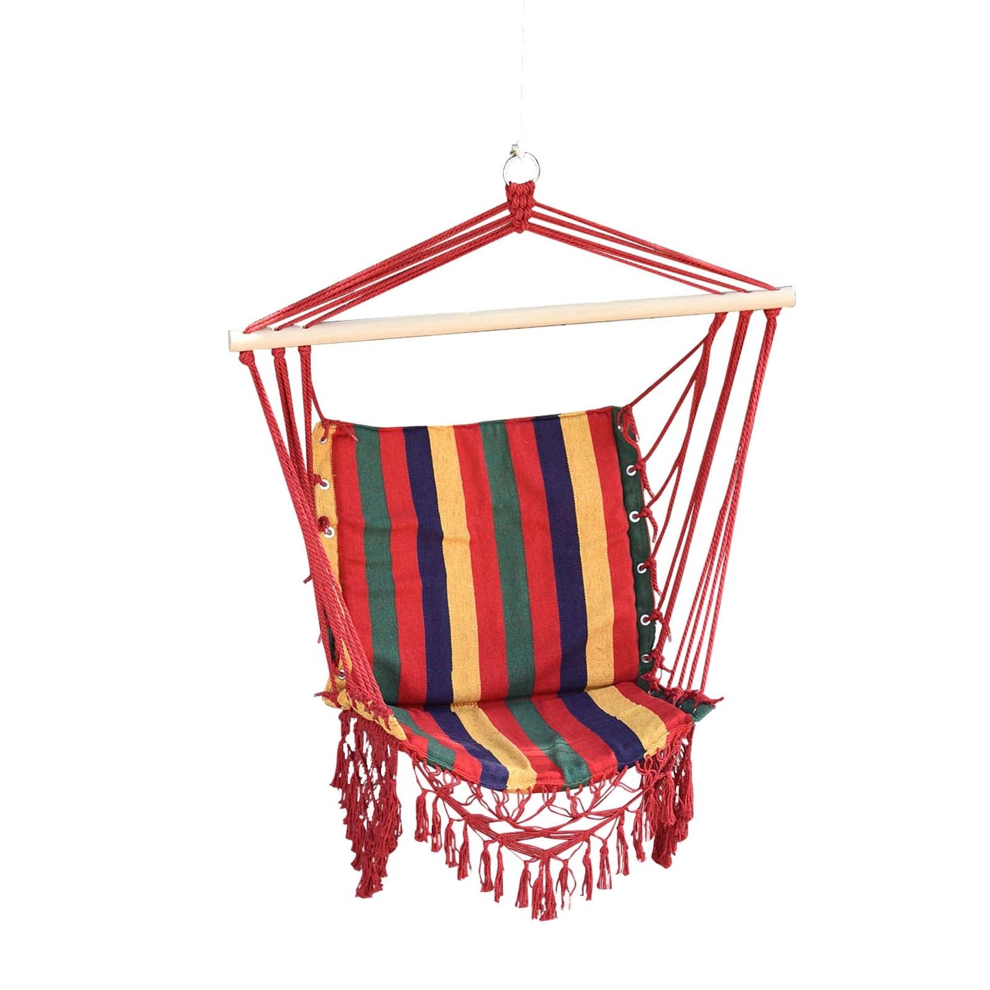 Hammock Chair Swing Colourful Striped Tree Hanging Seat Porch Indoor Outdoor Fabric Garden Furniture-0