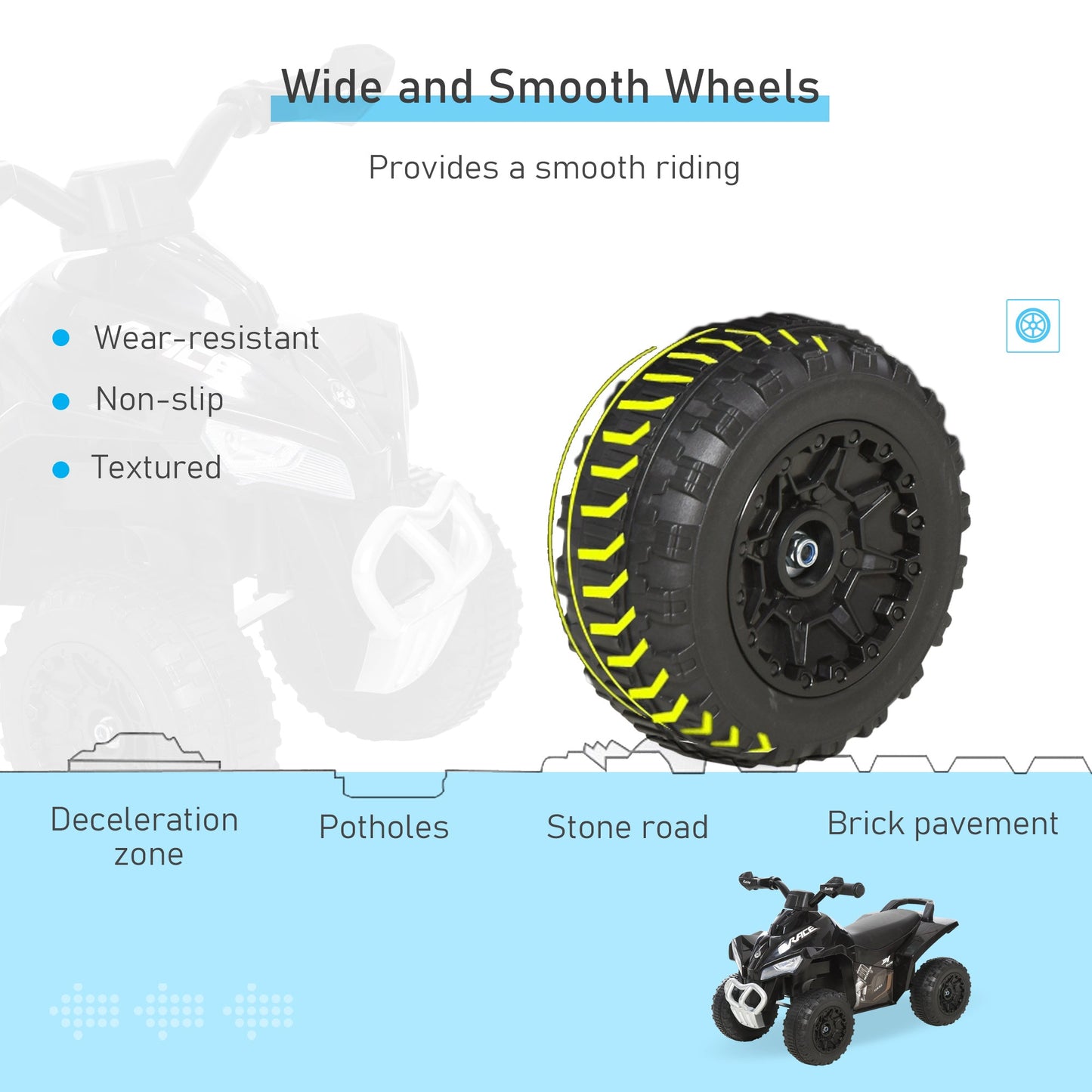 No Power Kids Ride on Toy Foot-to-Floor Sliding Quad for 18-36 Months, Black-Luxore