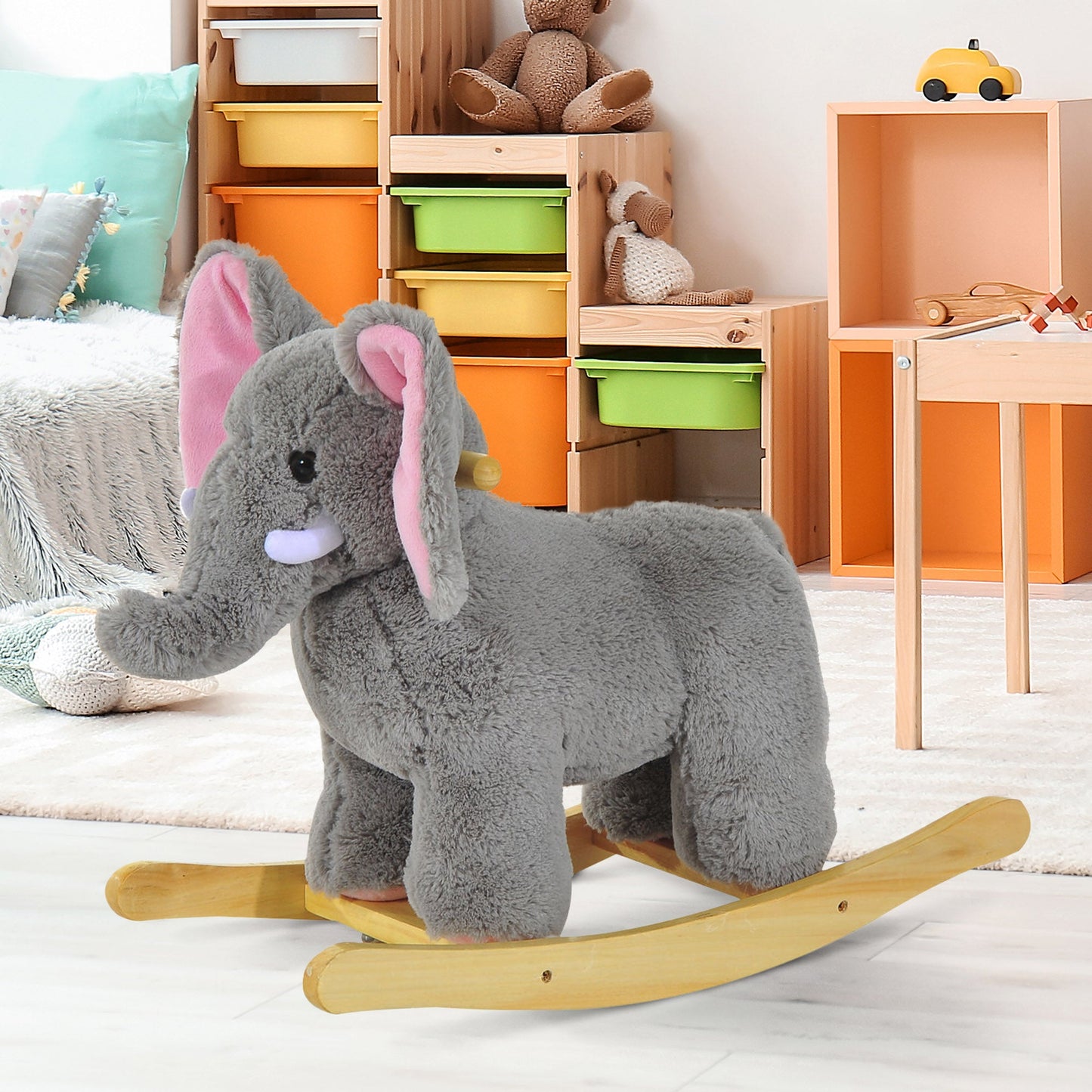 Rocking Elephant – Plush Ride-On Toy with Music-Luxore
