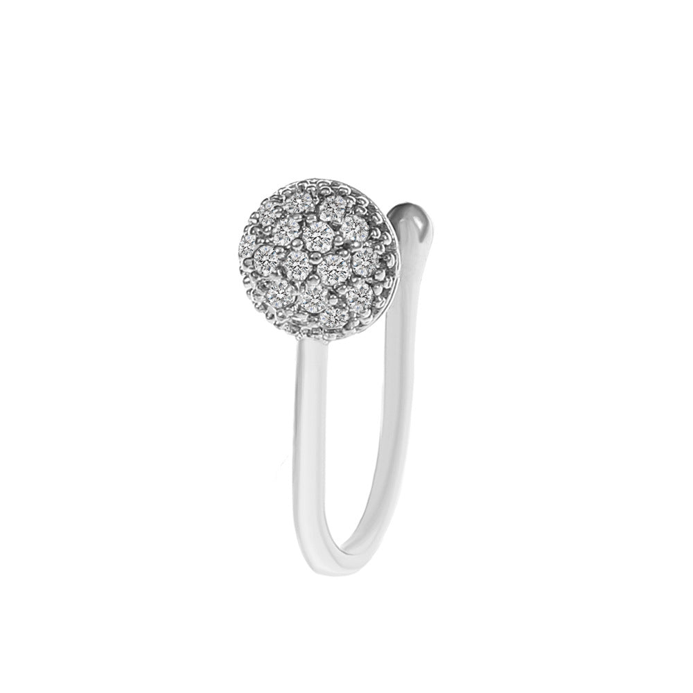 18K gold U-shaped with geometric inlaid zircon design high-end nose ornament-Luxore