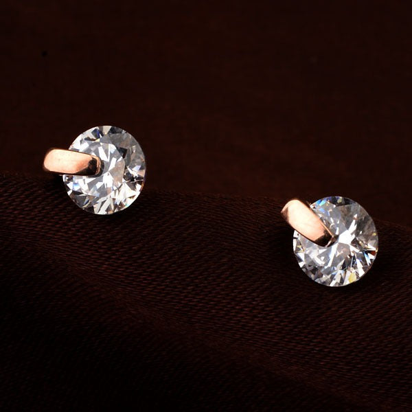 18K gold inlaid gemstone design high-end earrings-Luxore