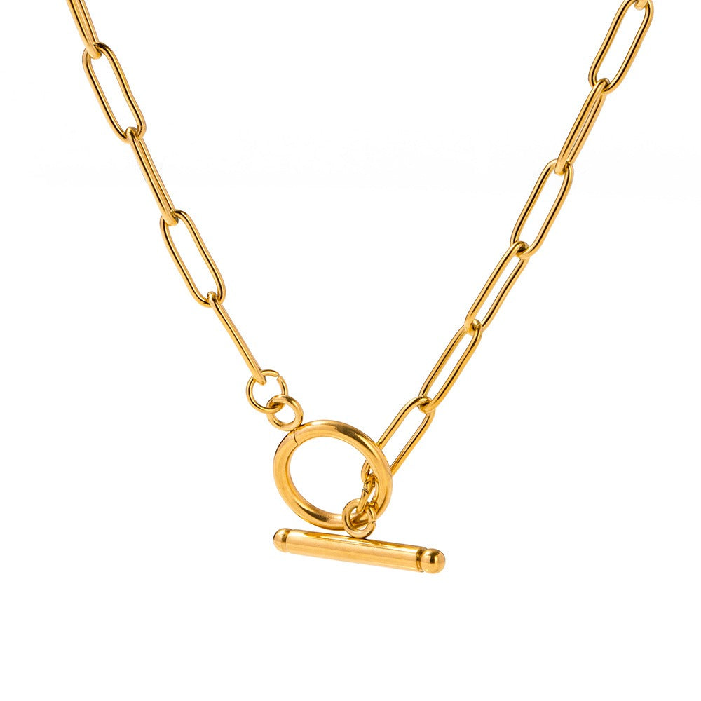 Modern Paperclip Chain Necklace with Gold Plating-Luxore