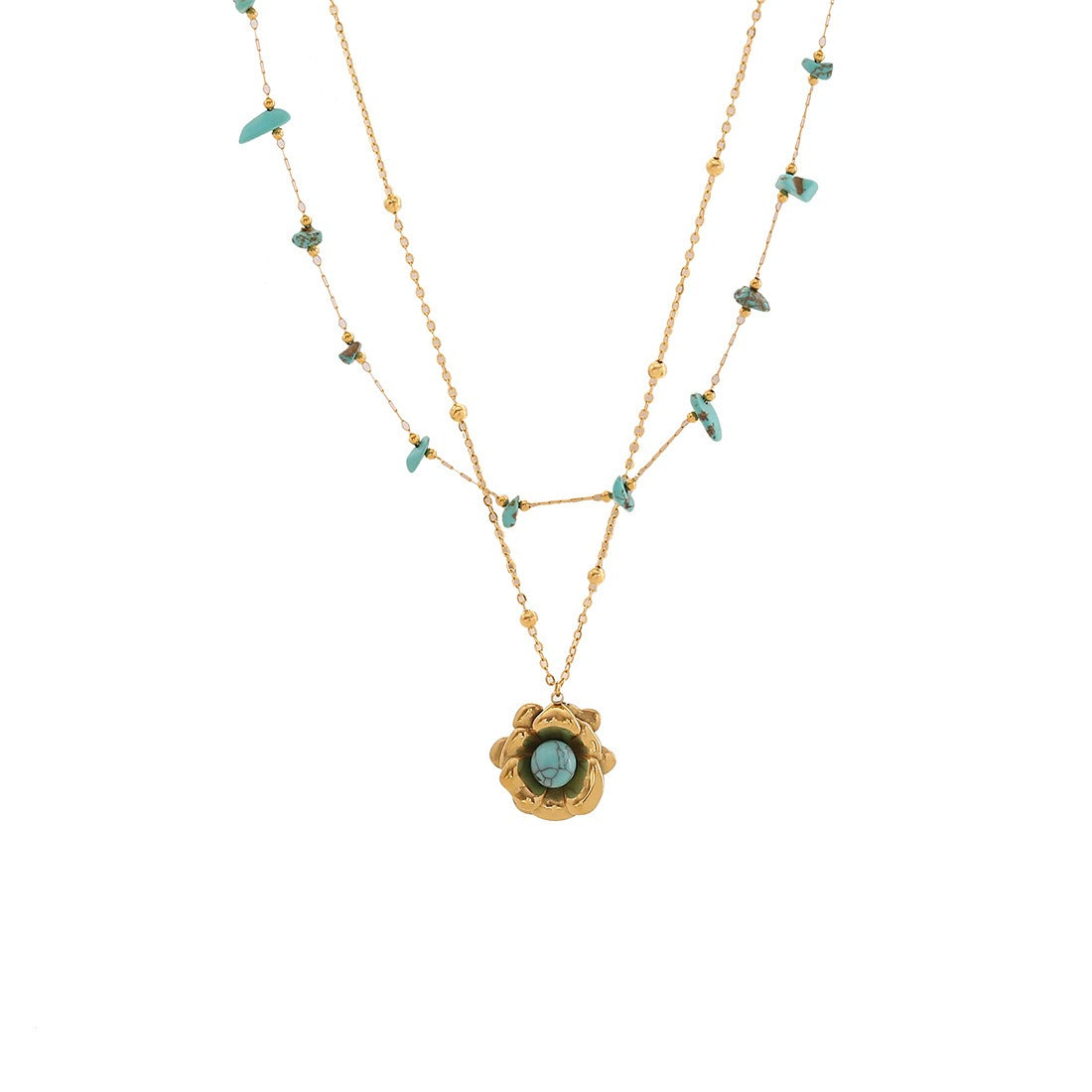 18K gold eye/flower shaped inlaid gemstone unique design high-end necklace-Luxore