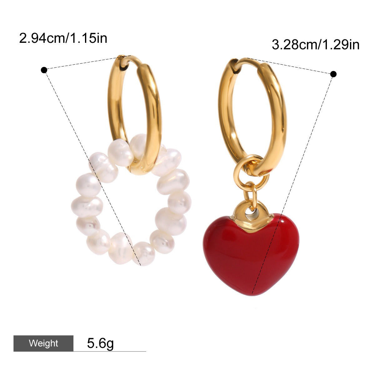18K gold heart-shaped earrings with oil drop design-Luxore