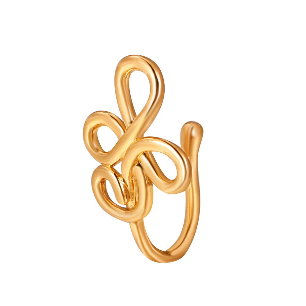 18K gold U-shaped with geometric inlaid zircon design high-end nose ornament-Luxore