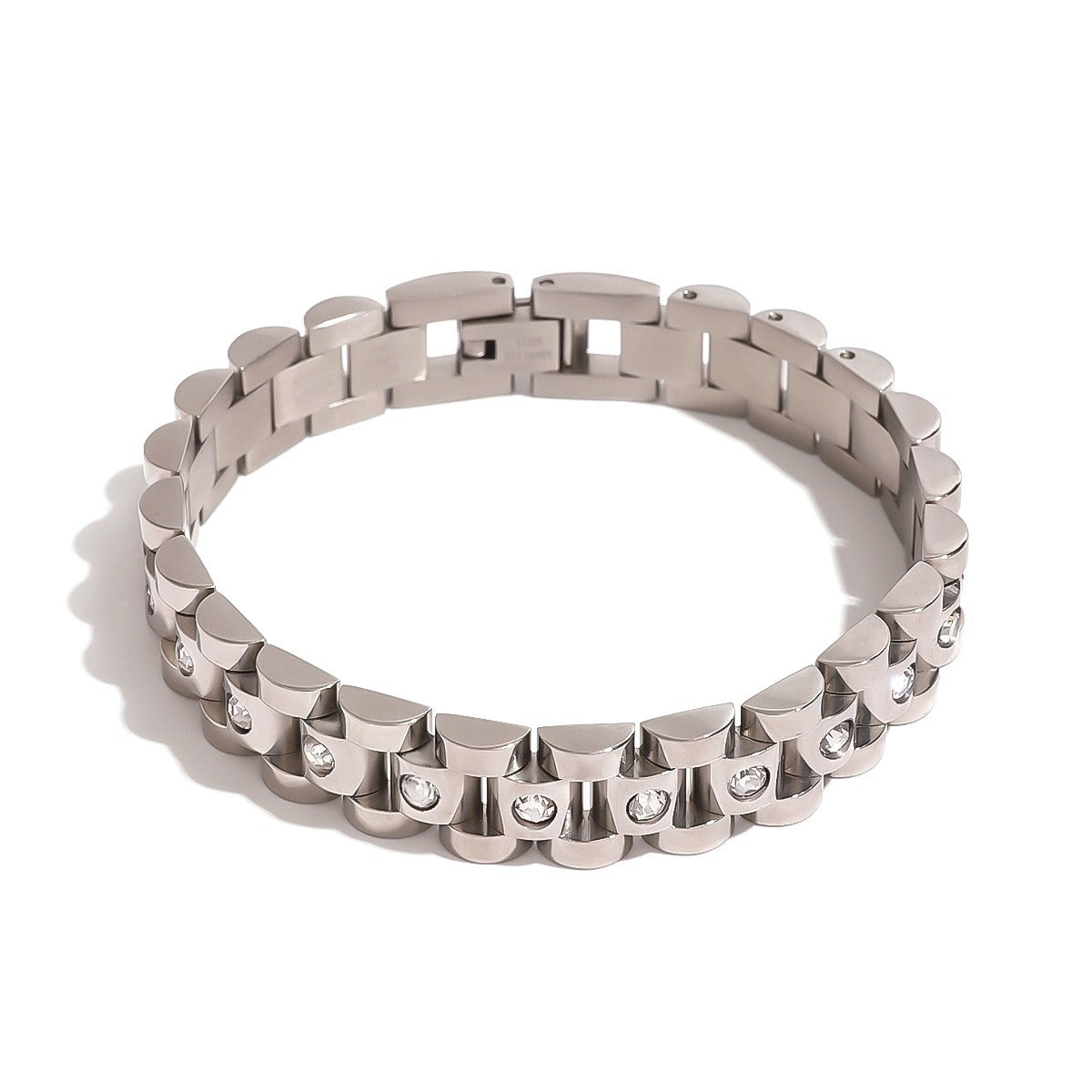 Watchband-shaped diamond-studded luxury bracelet-Luxore