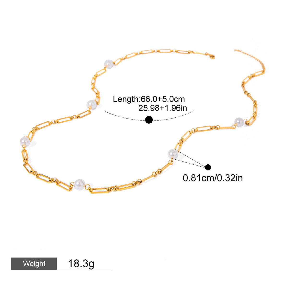 Gold Plated Elegant Pearl Chain Necklace-Luxore
