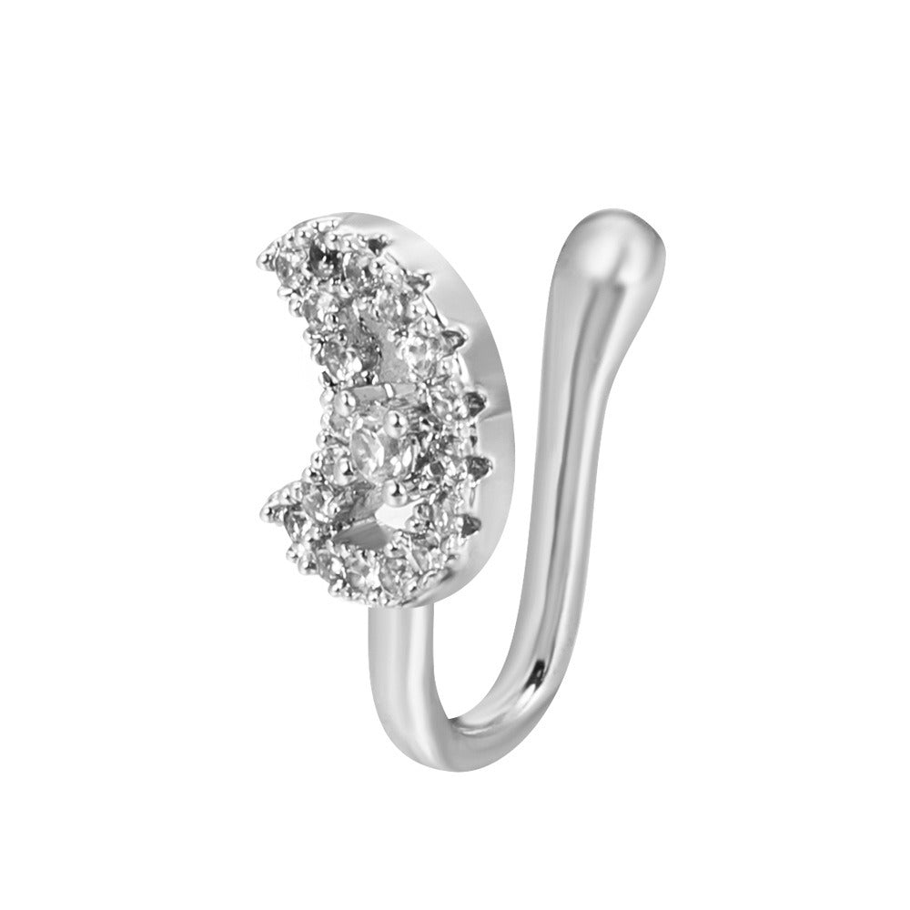 18K gold U-shaped with geometric inlaid zircon design high-end nose ornament-Luxore