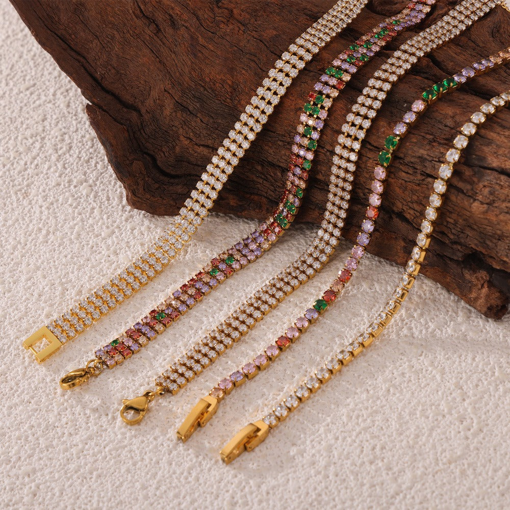 18K gold exquisite dazzling gemstone design light luxury style bracelet-Luxore