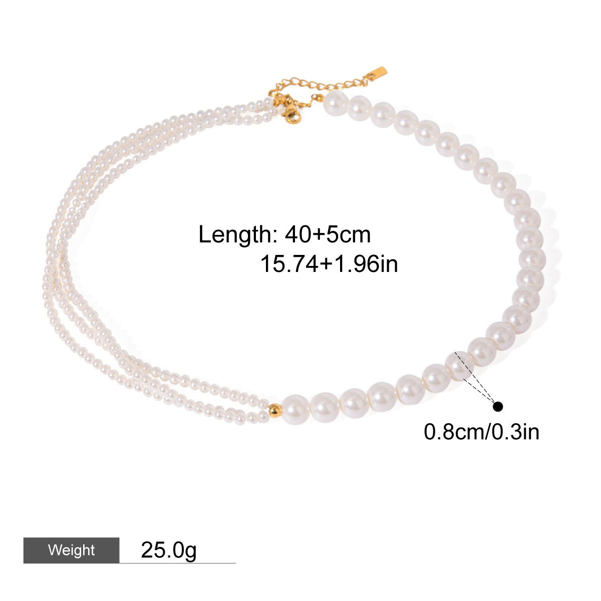 18K gold geometric inlaid pearl design high-end earrings and necklace set-Luxore