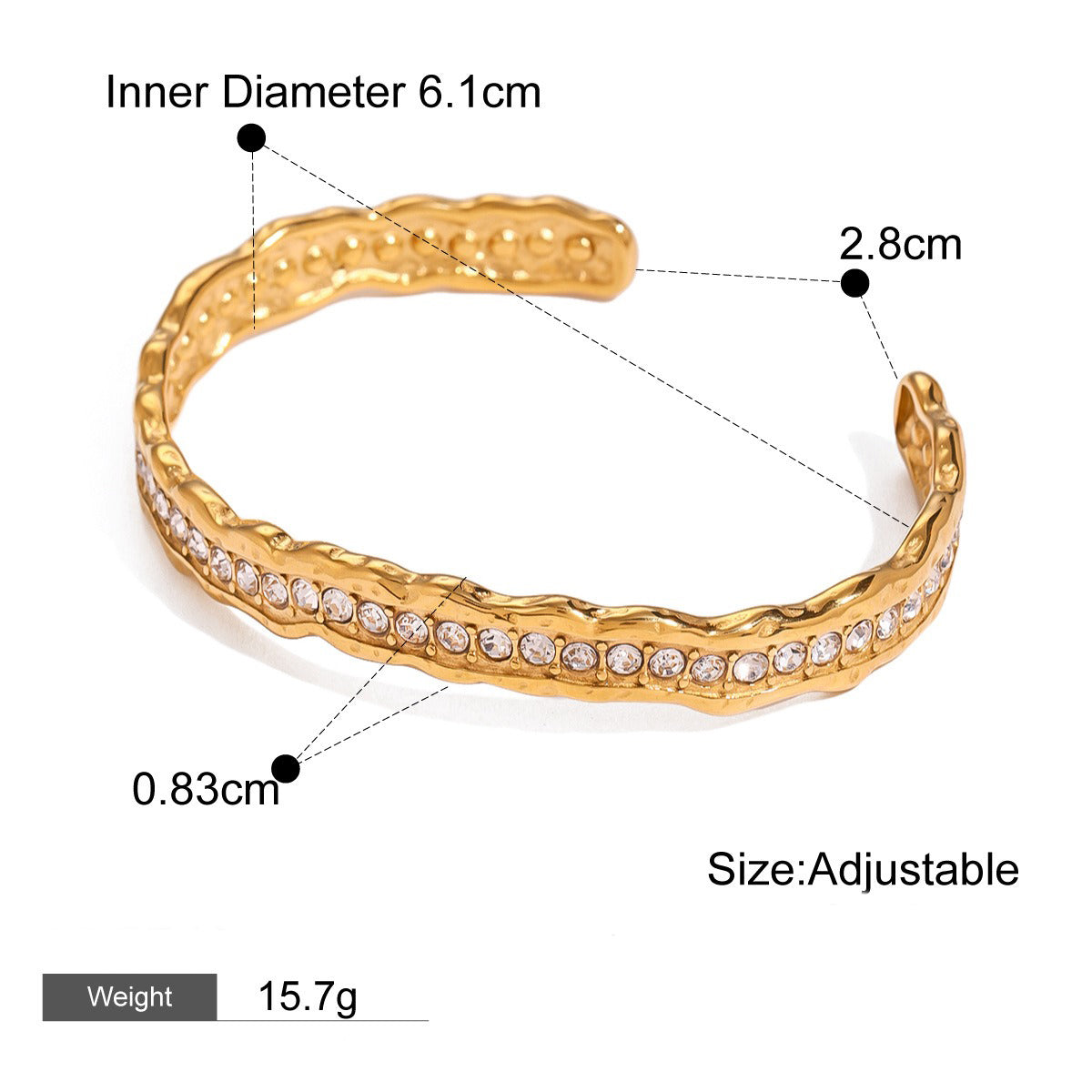 18K gold geometric inlaid gemstone design light luxury high-end bracelet hair accessories set-Luxore