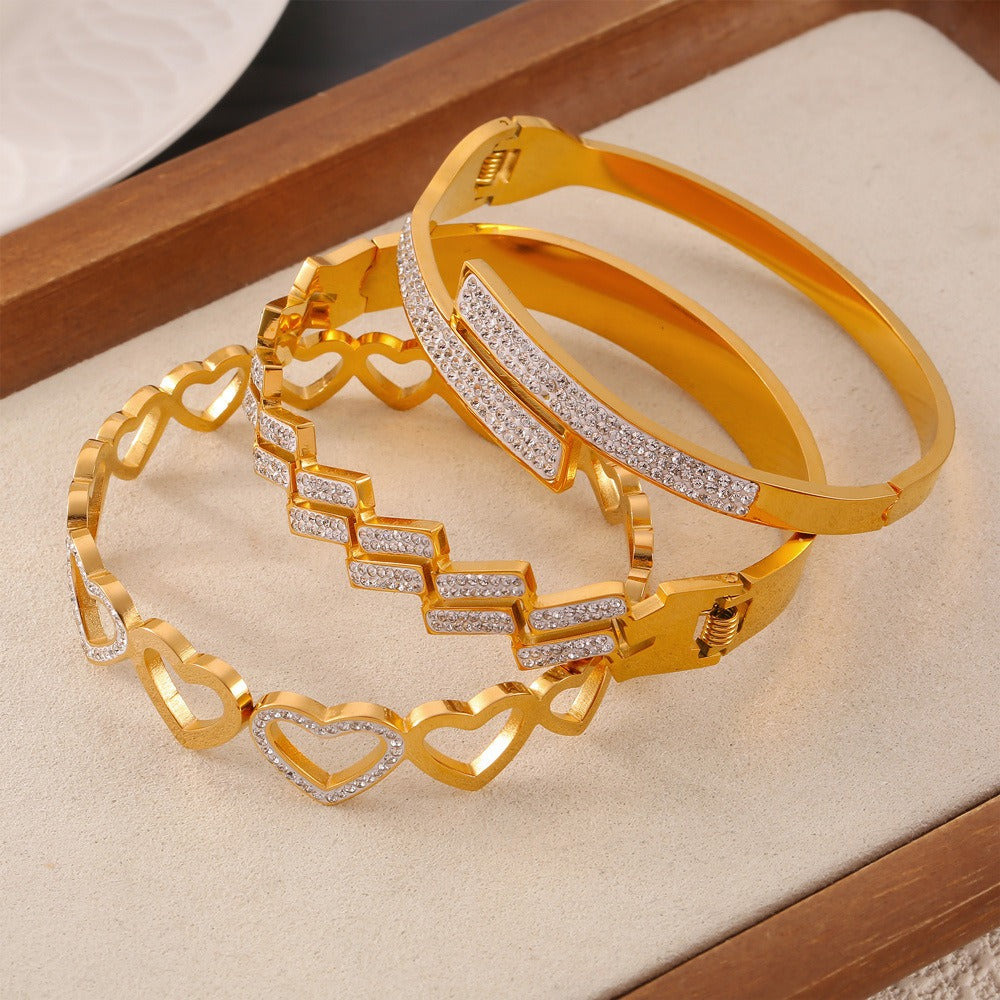 18K gold exquisite dazzling geometric diamond design light luxury style bracelet-Luxore