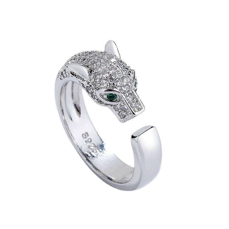Panther head inlaid with diamonds exquisite design noble ring-Luxore