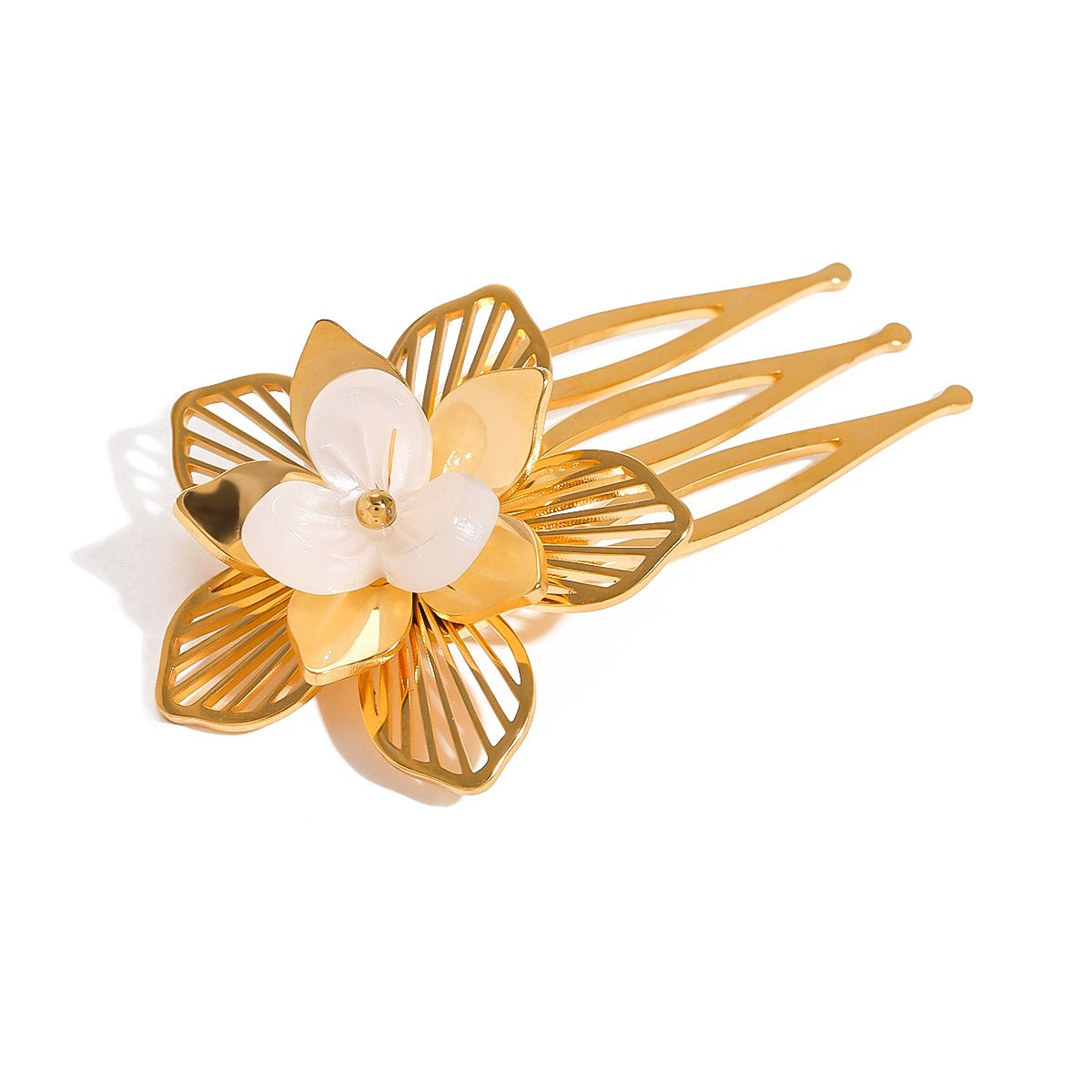 18K gold flower shape with hollow design light luxury noble hair accessories-Luxore