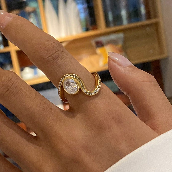 18K gold geometric gemstone design high-end ring-Luxore