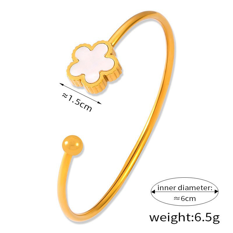 18K gold exquisite fashion five-leaf clover design simple style bracelet-Luxore