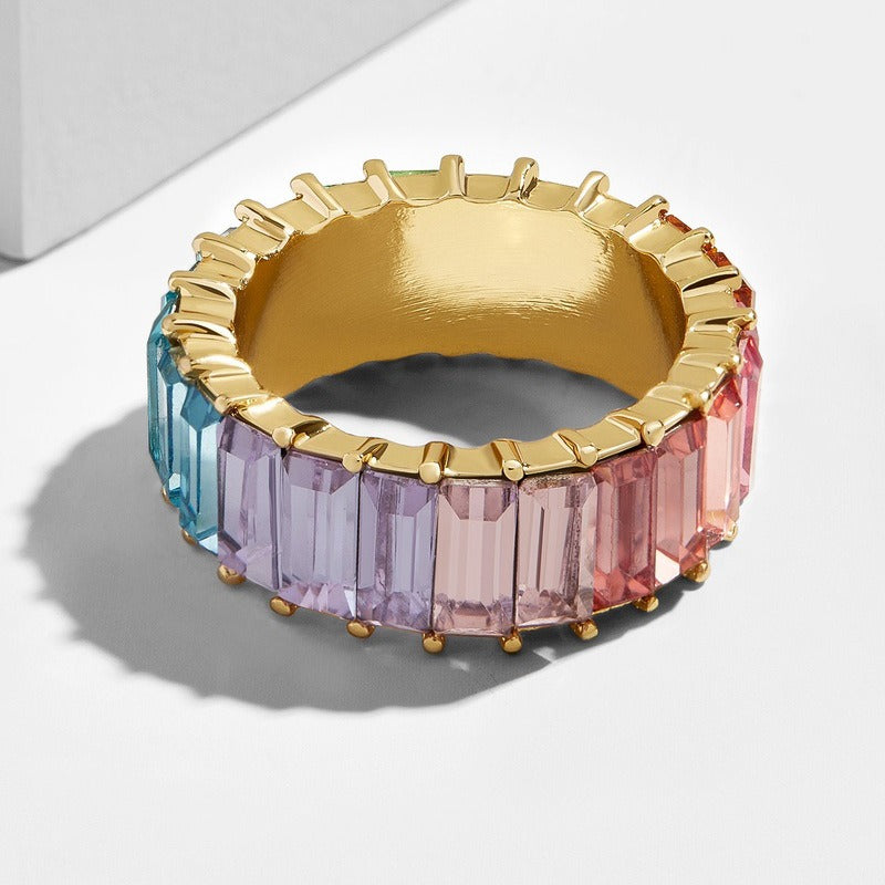18K PVD Gold Round Gemstone High-End Ring-Luxore