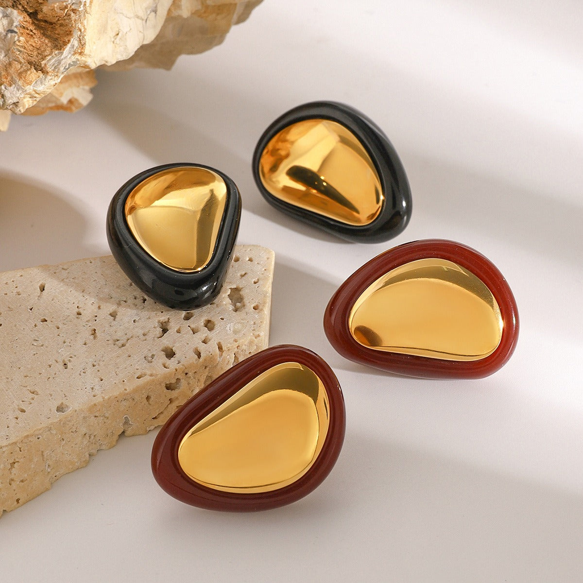 Gold Plated Geometric Design Earrings – A Modern Statement of Style-Luxore