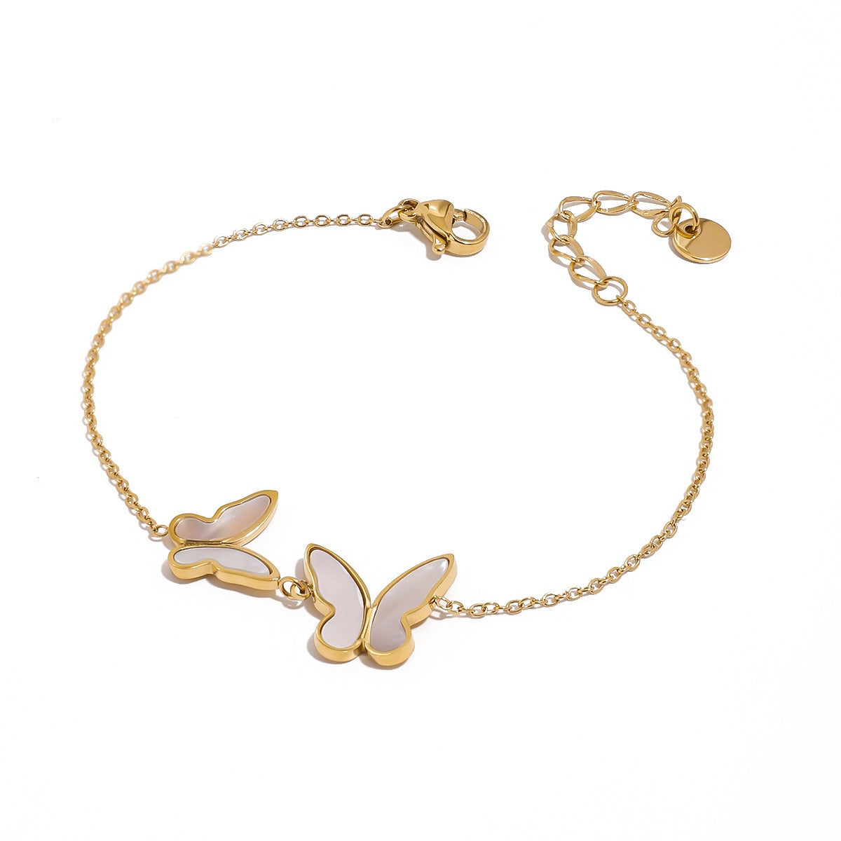 18K Gold Butterfly Shaped Gemstone Design Luxury Bracelet-Luxore