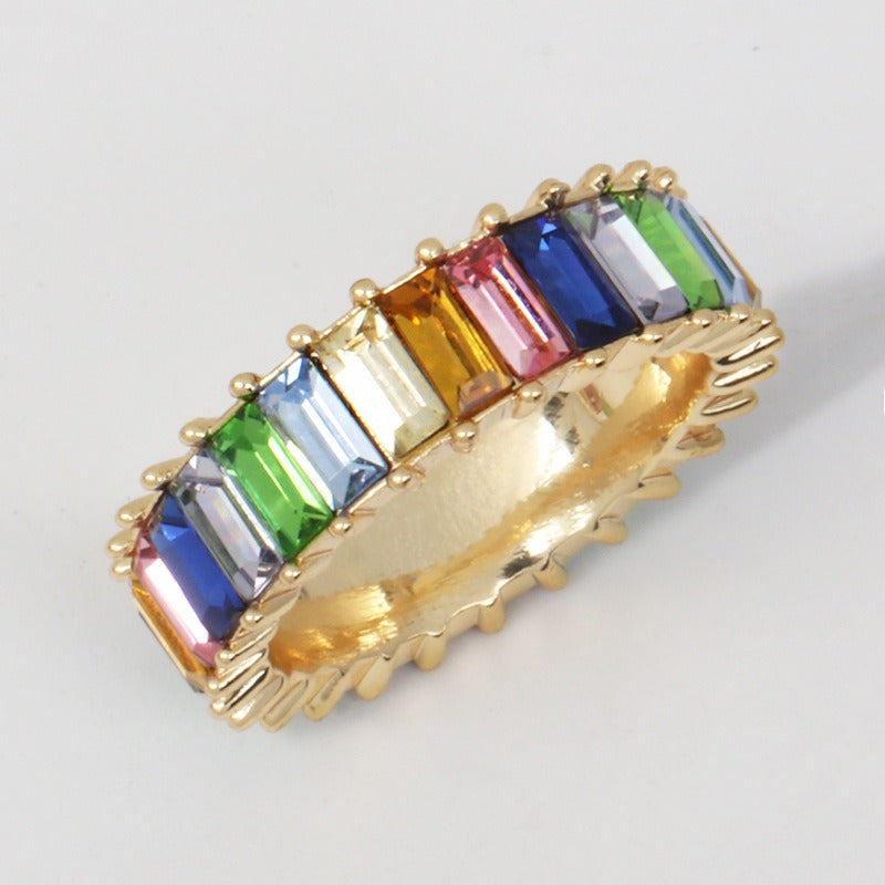 18K PVD Gold Round Gemstone High-End Ring-Luxore