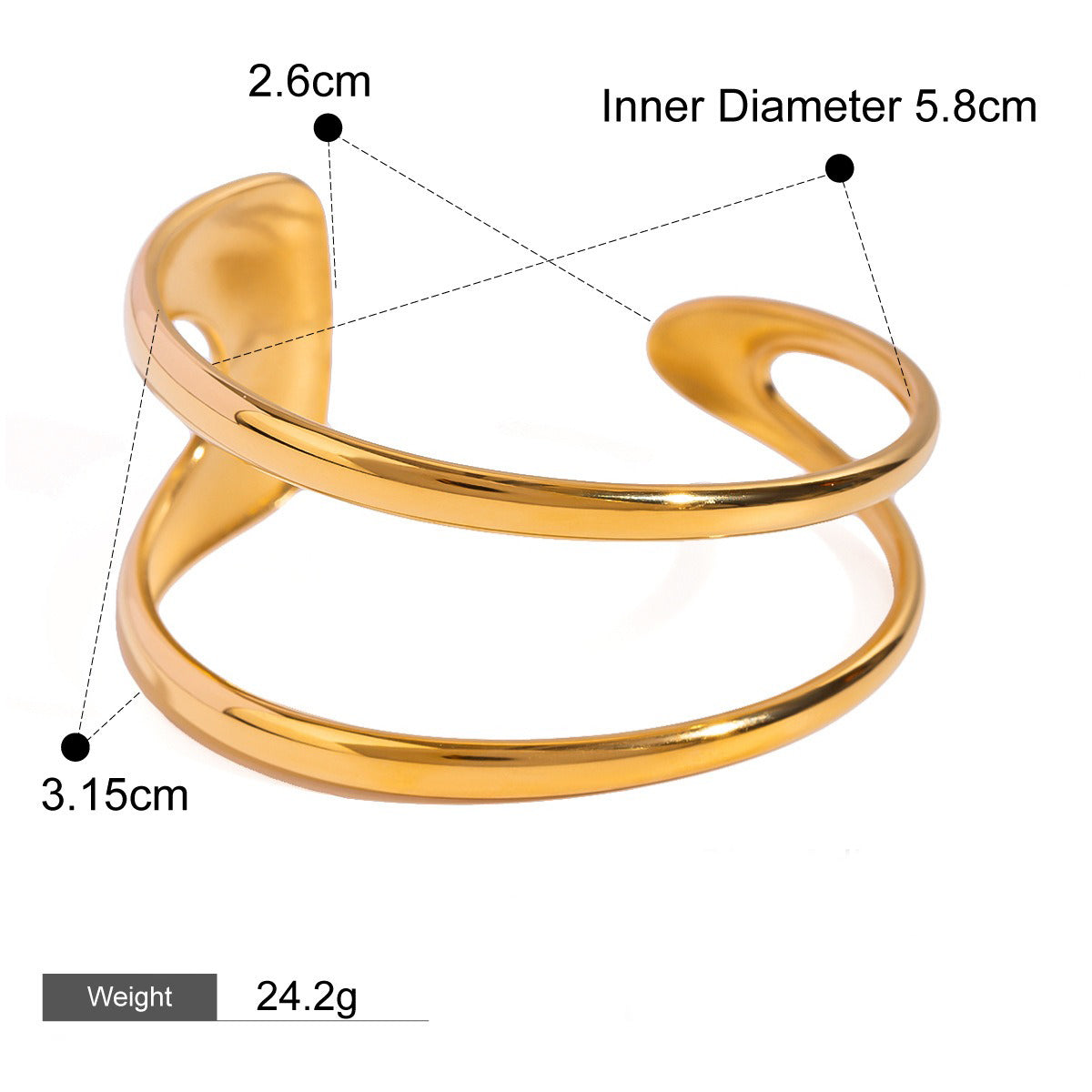 18K gold geometric hollow design unique simple bracelet-Luxore