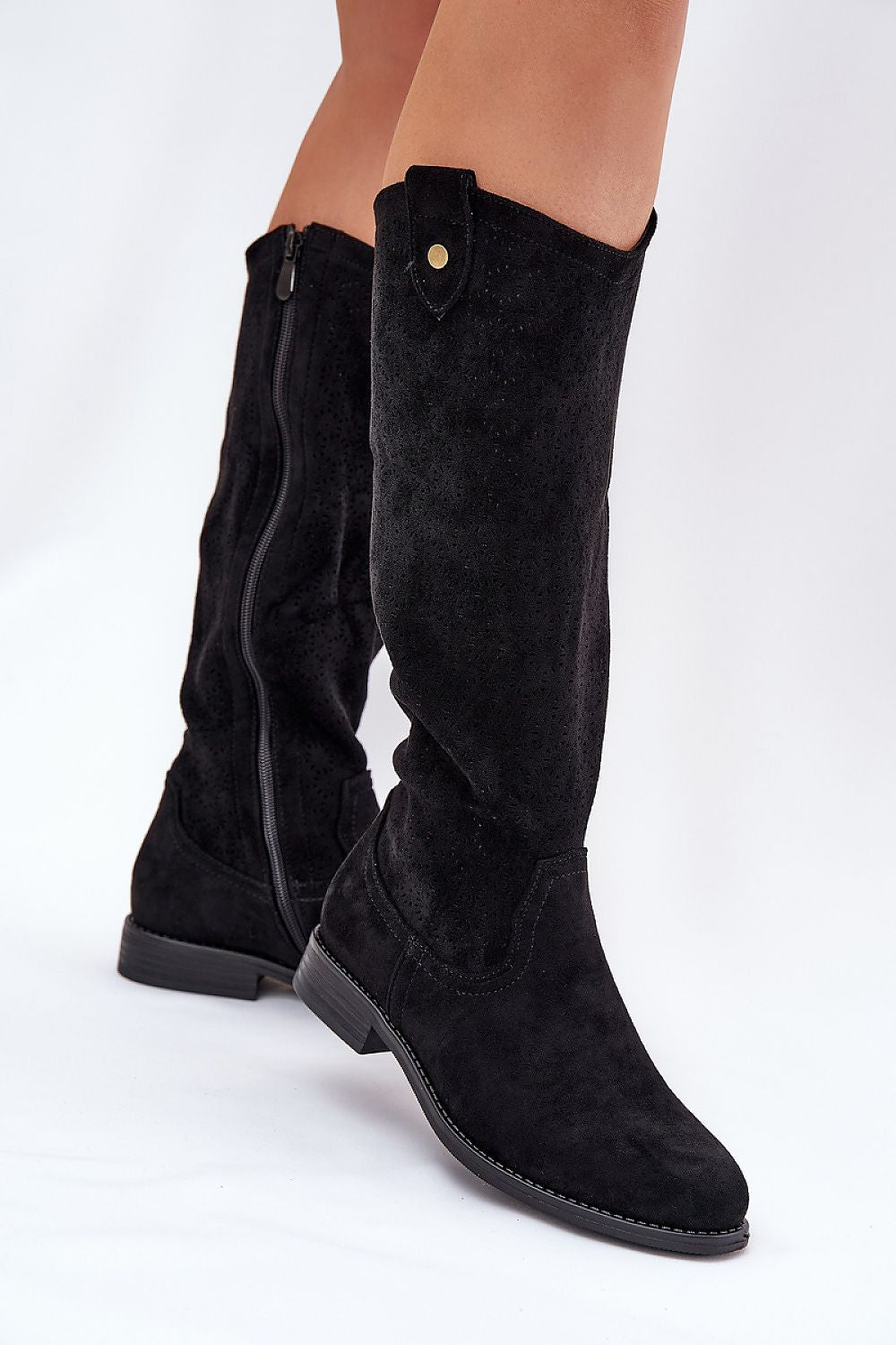 Women's Openwork Suede Boots – Stylish & Comfortable-Luxore