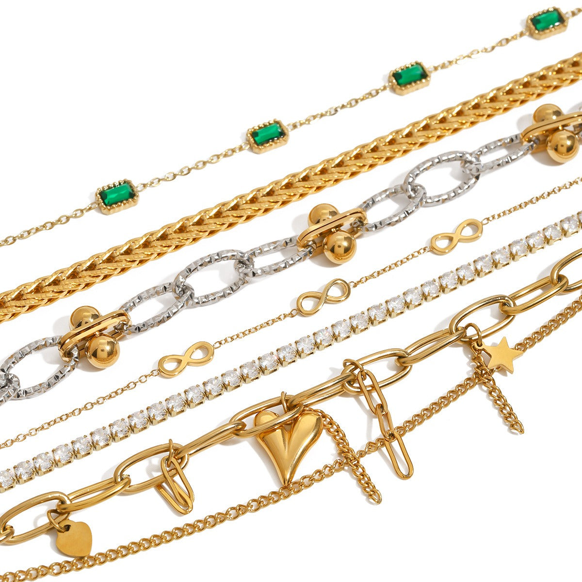 18K gold chain inlaid gemstone design light luxury noble bracelet-Luxore