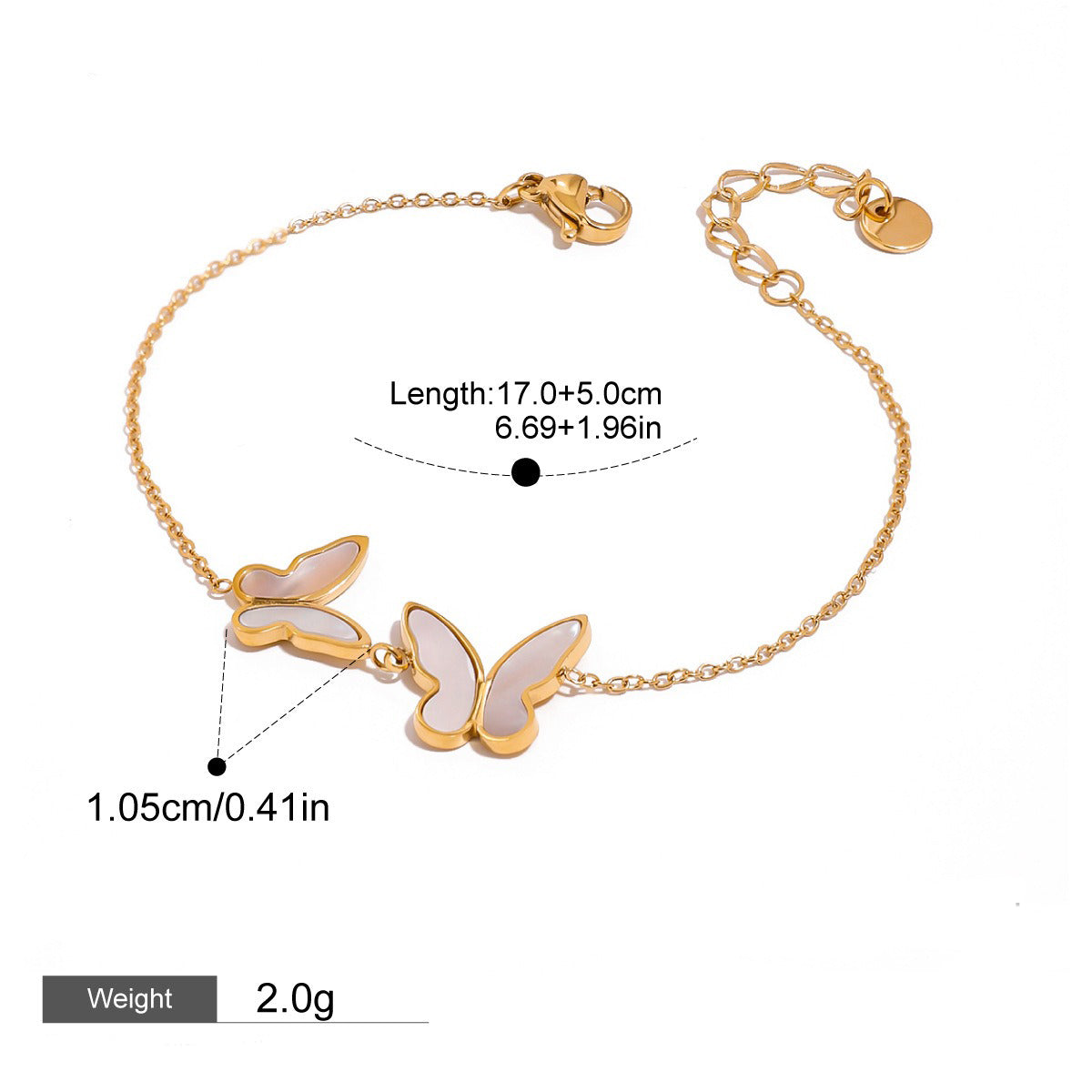 18K Gold Butterfly Shaped Gemstone Design Luxury Bracelet-Luxore