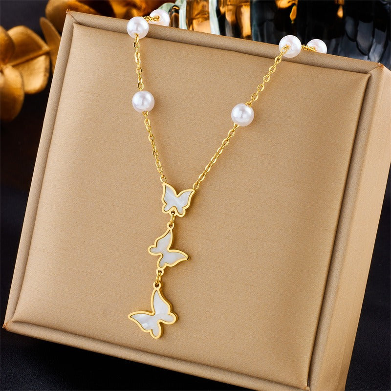 18K gold natural element inlaid gemstone design high-end light luxury style necklace-Luxore