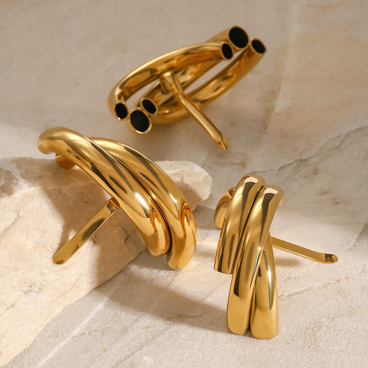 Gold Plated Layered C-Shaped Gold Hair Accessory – A Touch of Modern Elegance-Luxore