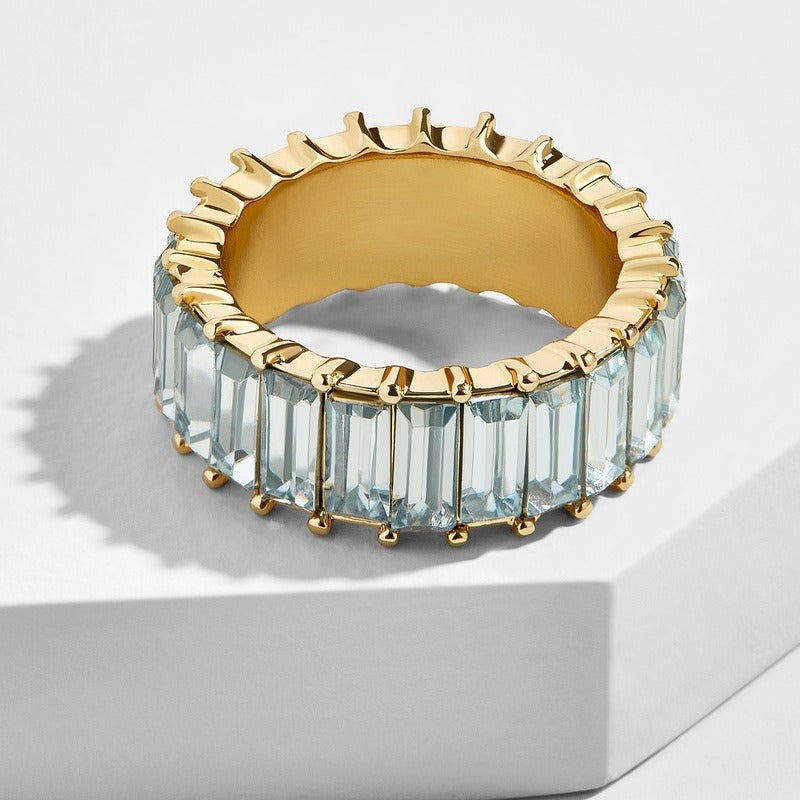 18K PVD Gold Round Gemstone High-End Ring-Luxore