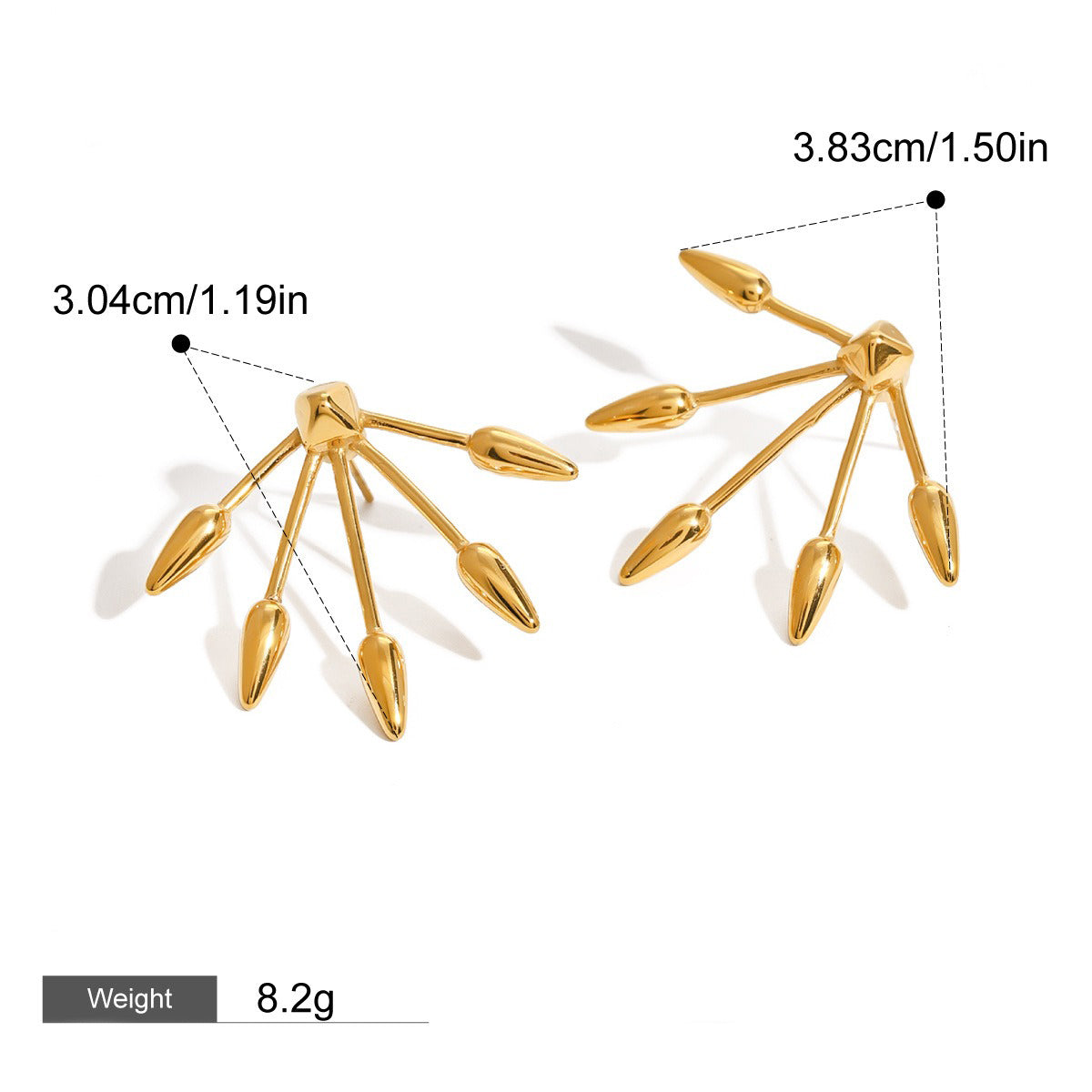 18K gold geometric shape with line design exaggerated personality earrings-Luxore