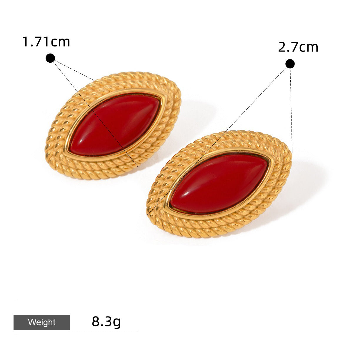18K gold geometric inlaid gemstone design high-end earrings-Luxore