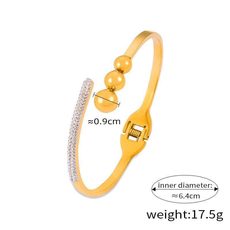 18K gold exquisite fashion inlaid gemstones and diamonds with hollow design bracelet-Luxore