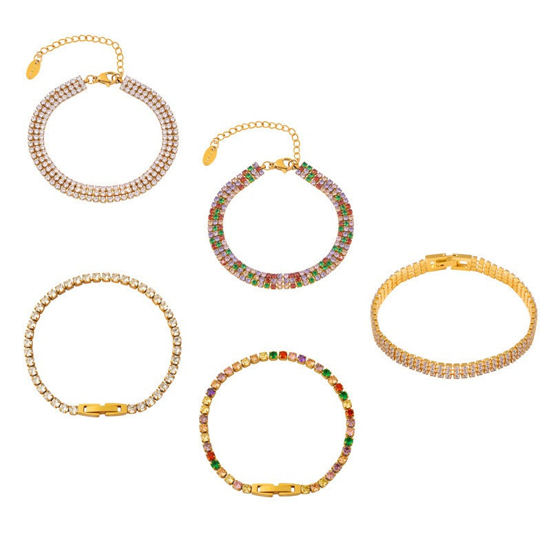 18K gold exquisite dazzling gemstone design light luxury style bracelet-Luxore