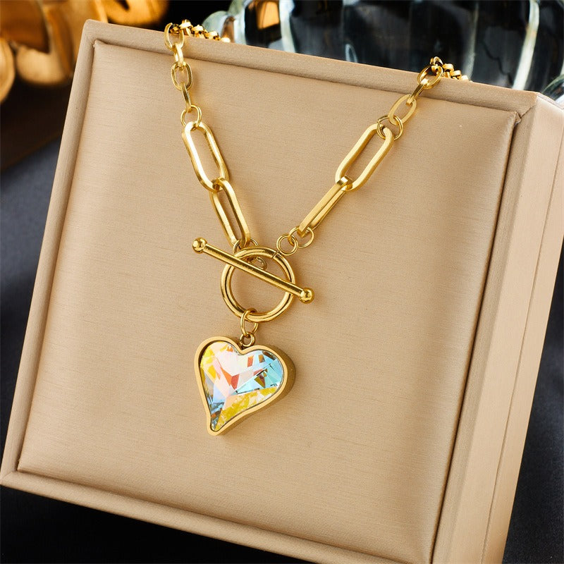 18K gold natural element inlaid gemstone design high-end light luxury style necklace-Luxore