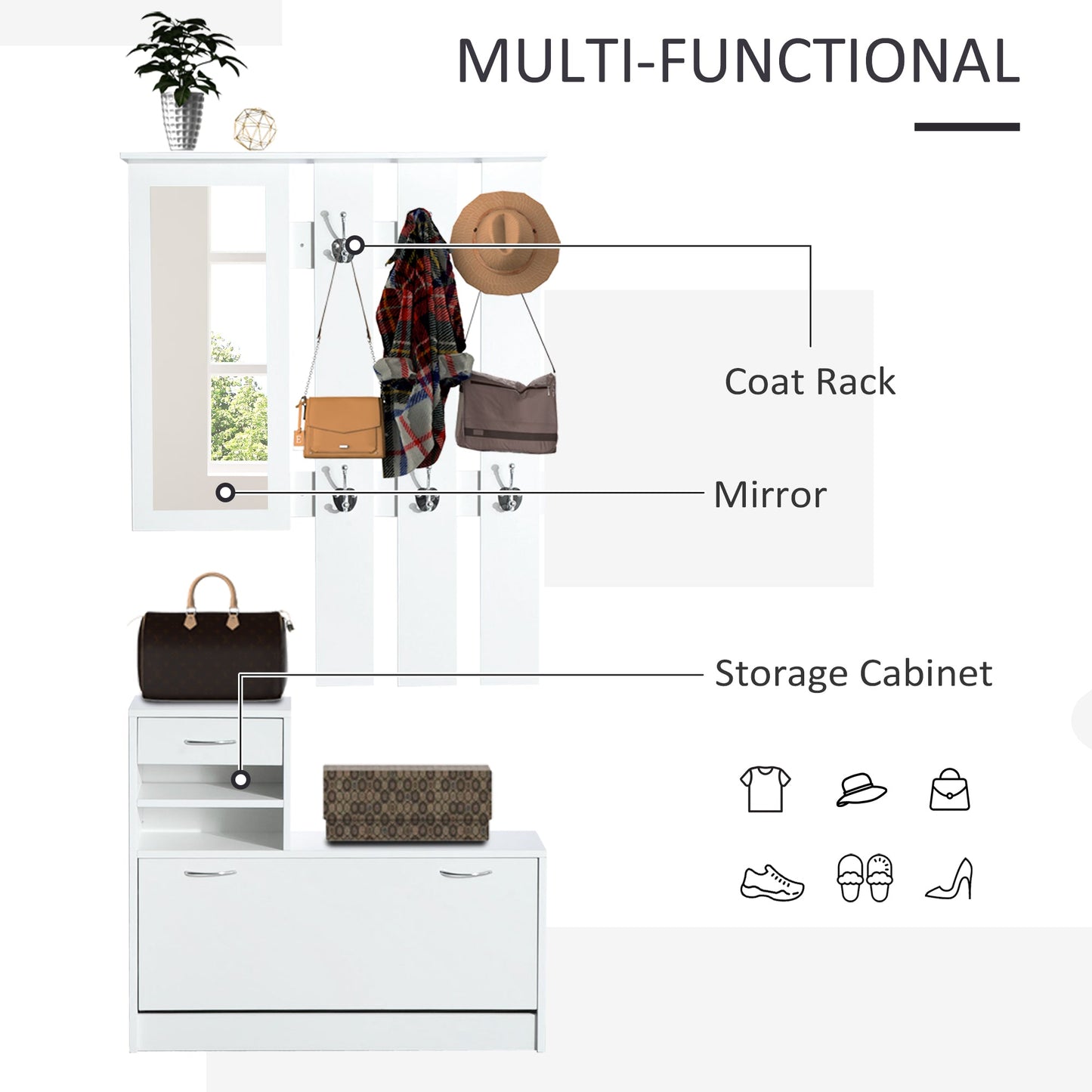 Entryway Furniture Set-White-3