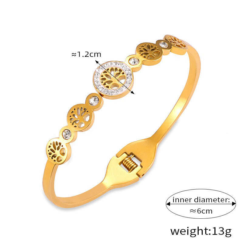 18K gold noble and fashionable devil's eye/tree of life diamond-studded design light luxury style bracelet-Luxore