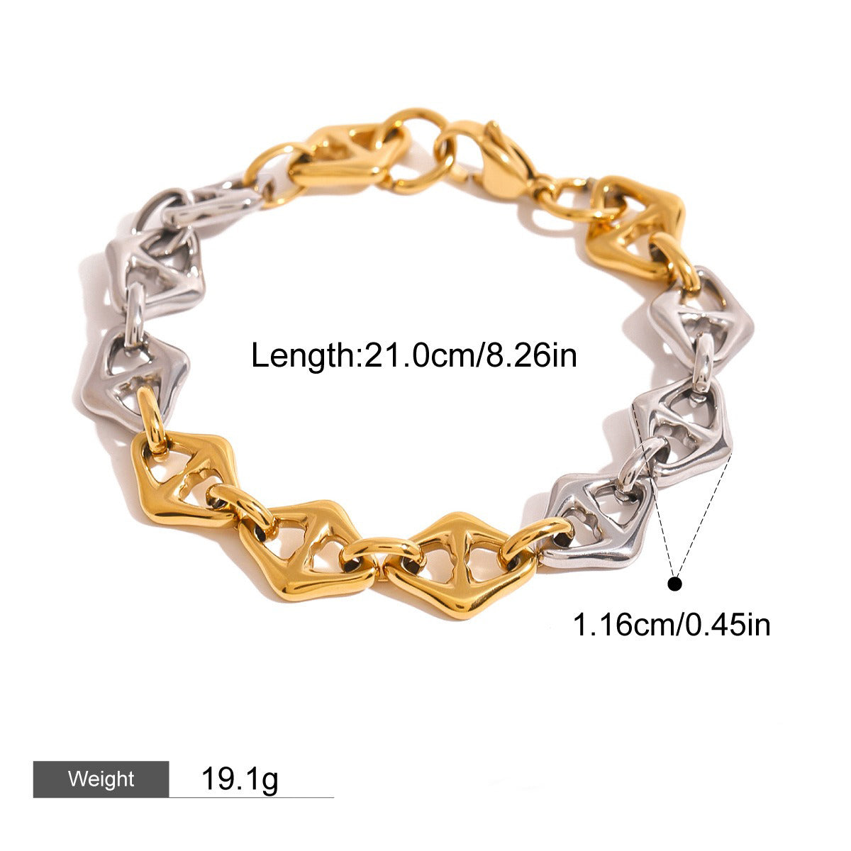 18K gold unique chain with gold and silver color matching design high-end bracelet-Luxore