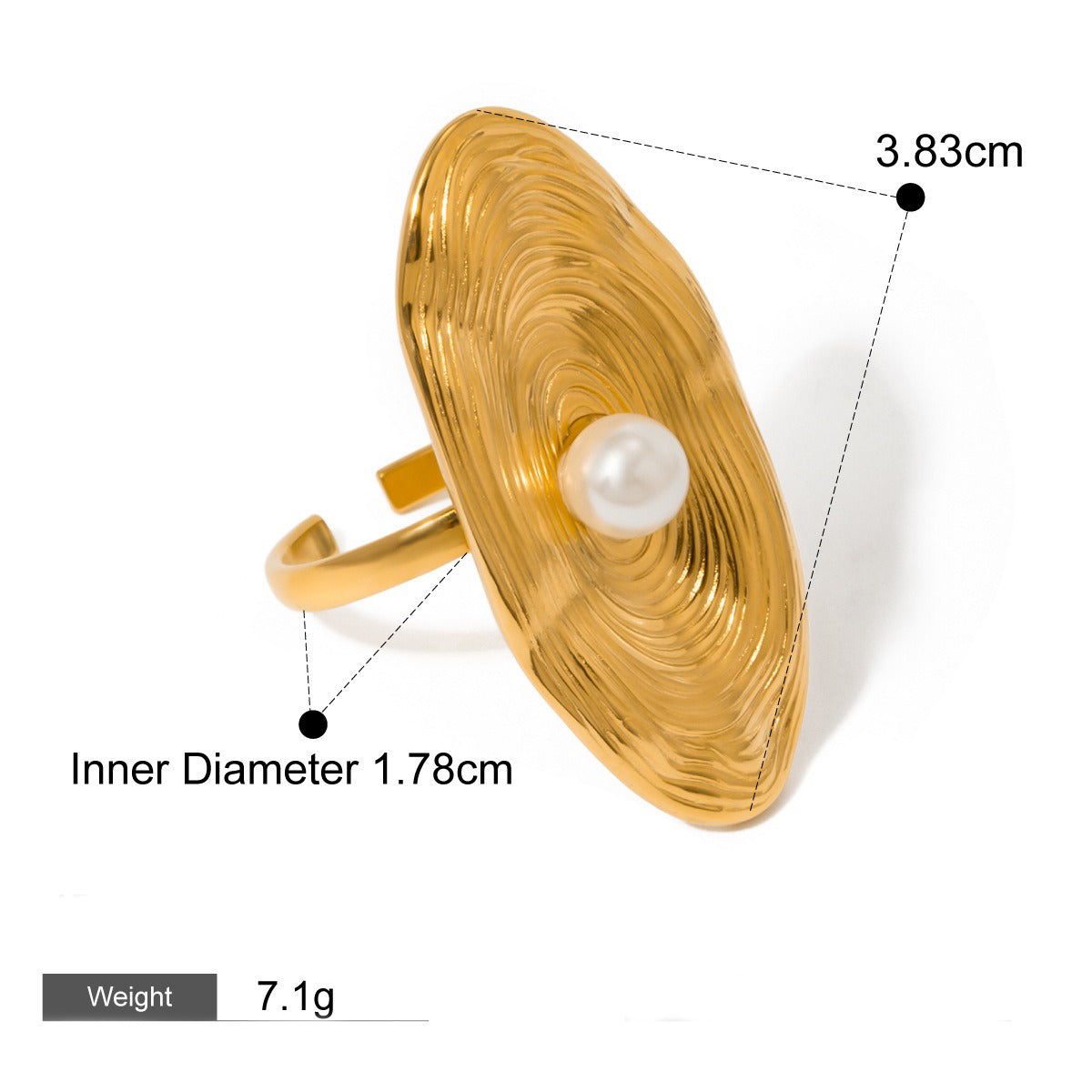 18K gold geometric inlaid pearl design light luxury high-end ring-Luxore