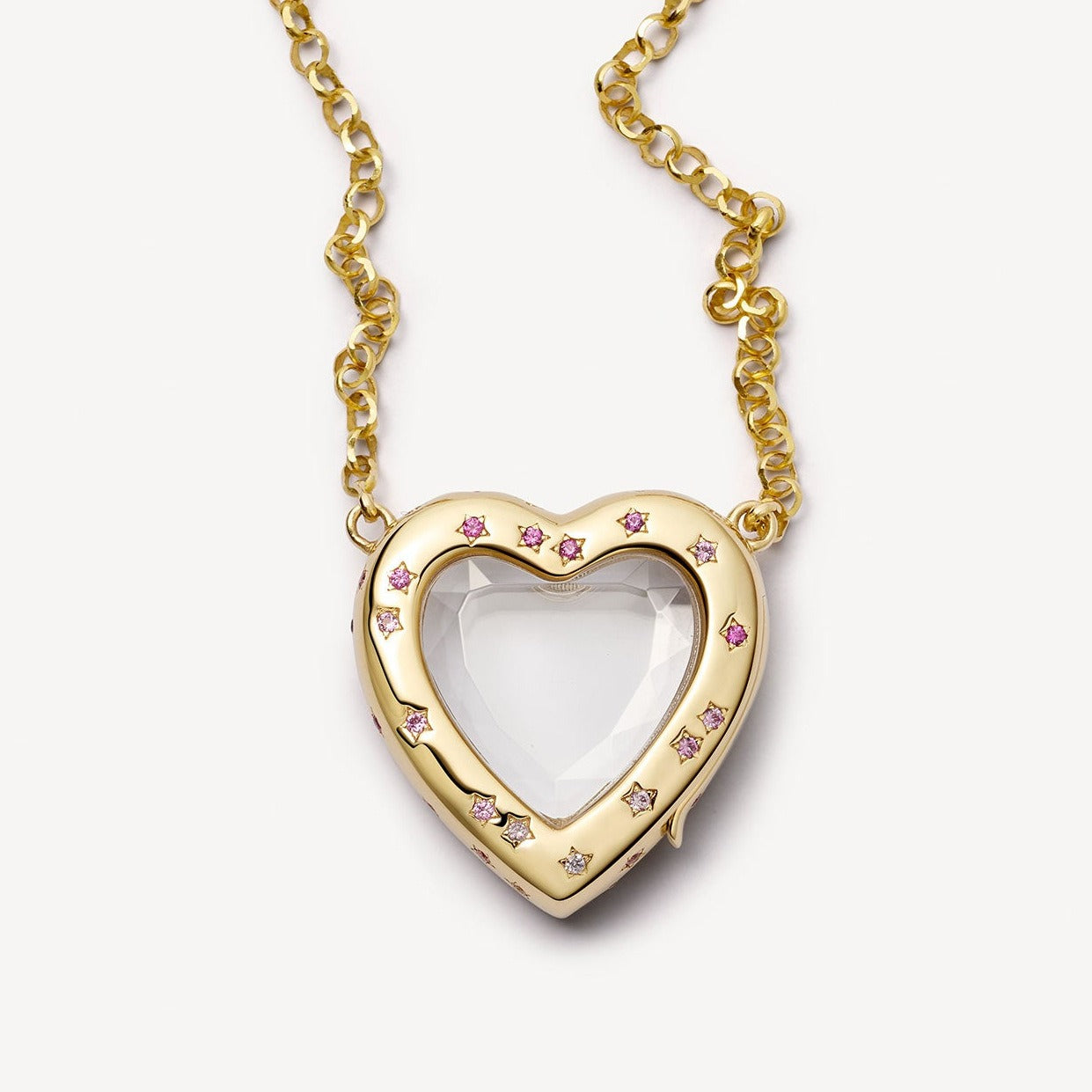 18K gold heart/rectangular openable necklace with exquisite and unique design-Luxore