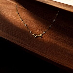 Customizable name with pearl design, exquisite light luxury necklace and bracelet set-Luxore