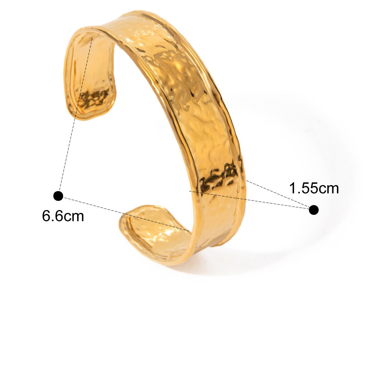 18K gold light luxury fashion wide surface with hammer pattern design bracelet-Luxore