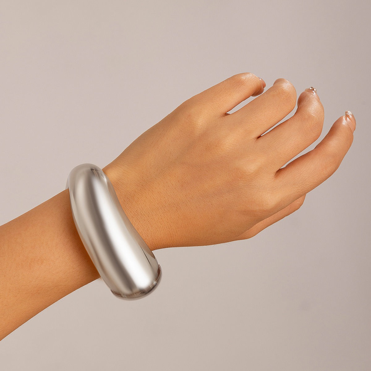 Gold plated Geometric Wide-Face Bracelet with Diamond Inlay-Luxore