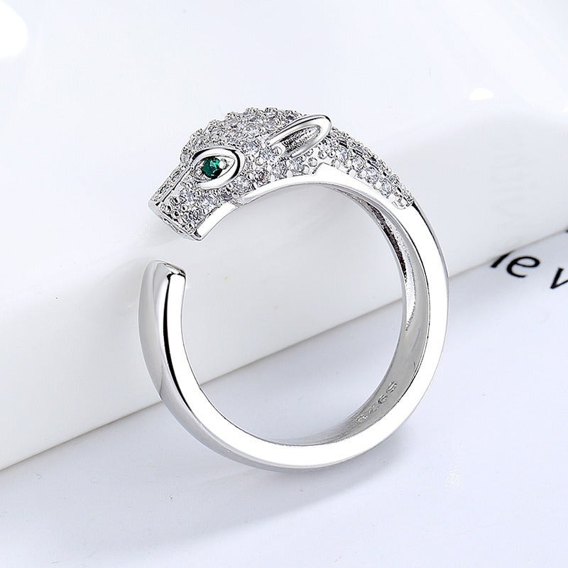 Panther head inlaid with diamonds exquisite design noble ring-Luxore