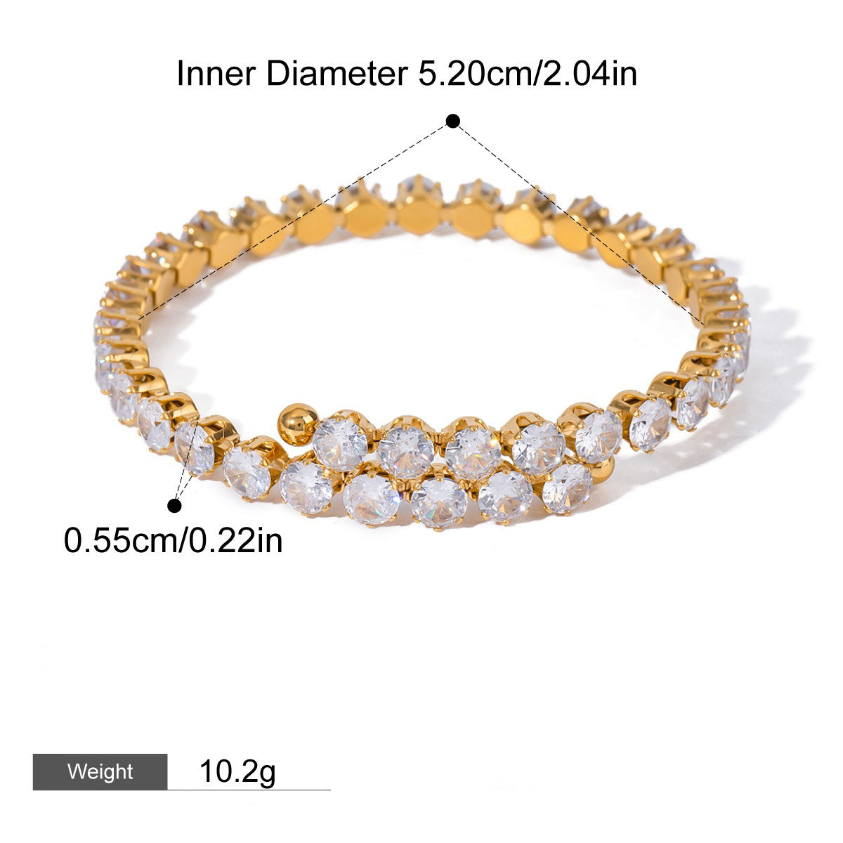 18K gold geometric inlaid gemstone design light luxury high-end bracelet hair accessories set-Luxore