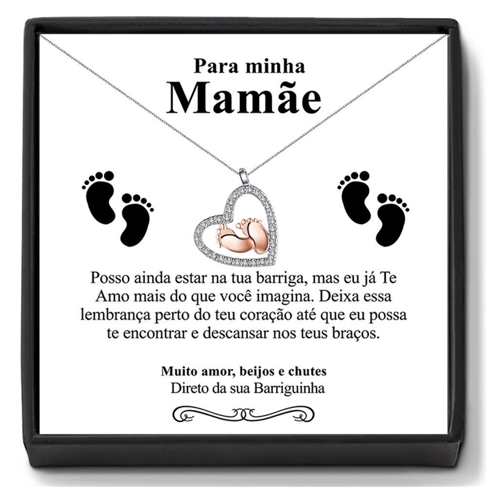 Cutout Heart Little Feet Necklace – A Timeless Gift for Mom-Luxore