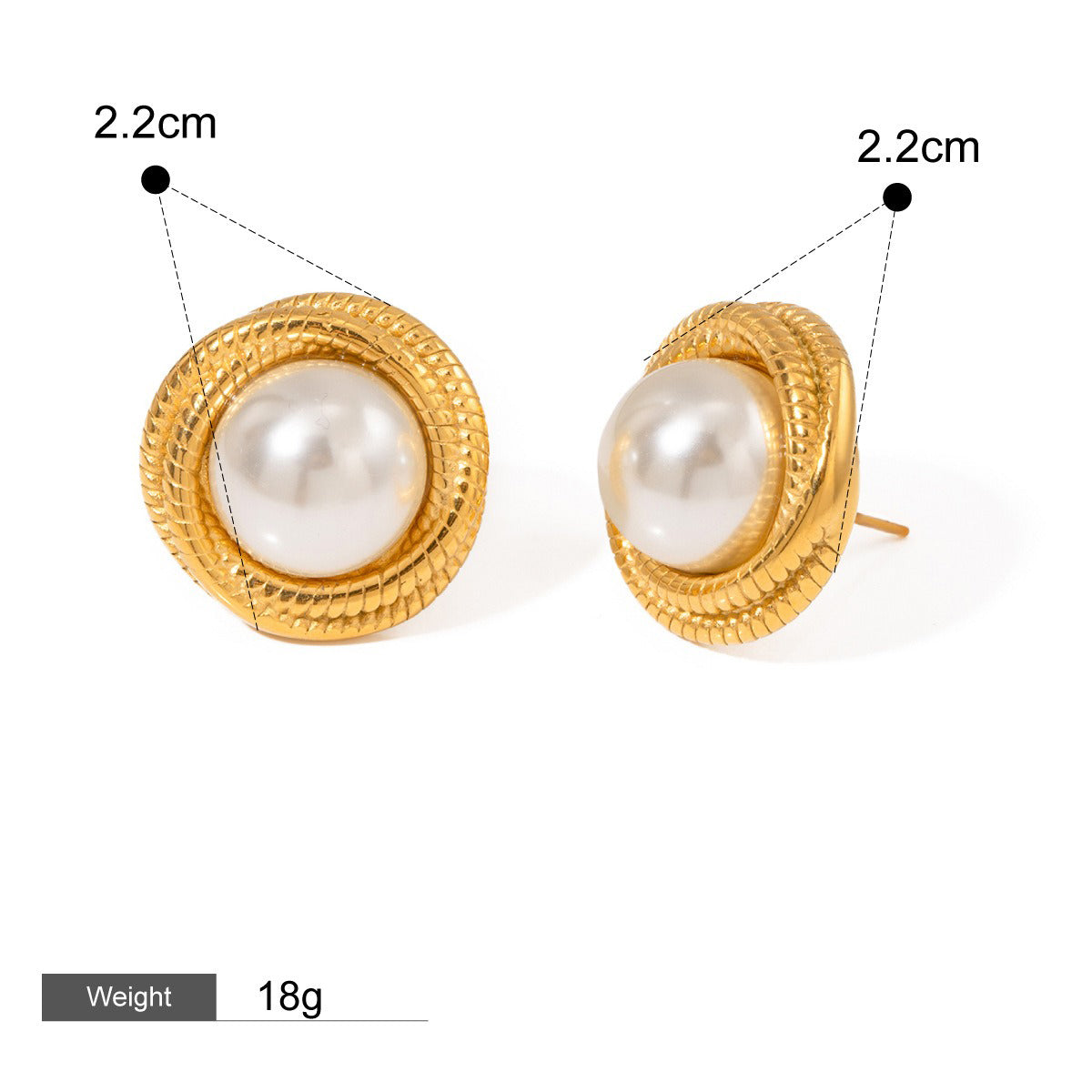 18K gold geometric inlaid pearl design high-end earrings and necklace set-Luxore