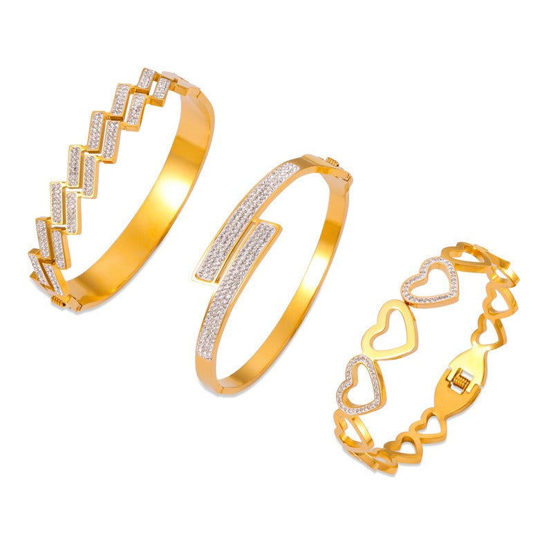 18K gold exquisite dazzling geometric diamond design light luxury style bracelet-Luxore