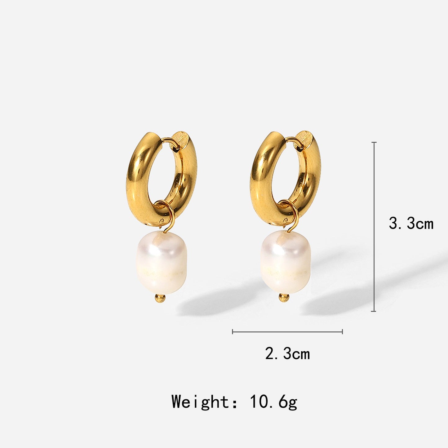 18K gold geometric inlaid pearl design high-end earrings and necklace set-Luxore